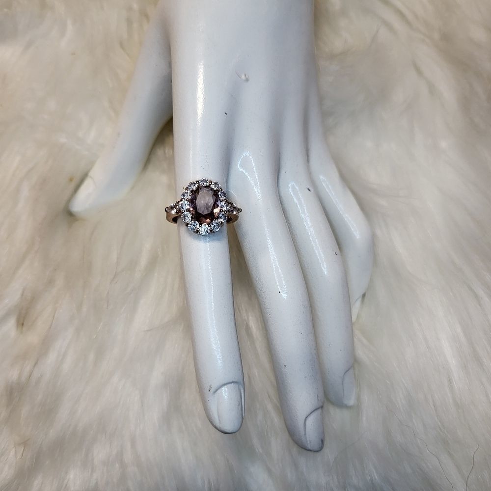 Sterling Silver Rose Sapphire Crystal Ring Size 8